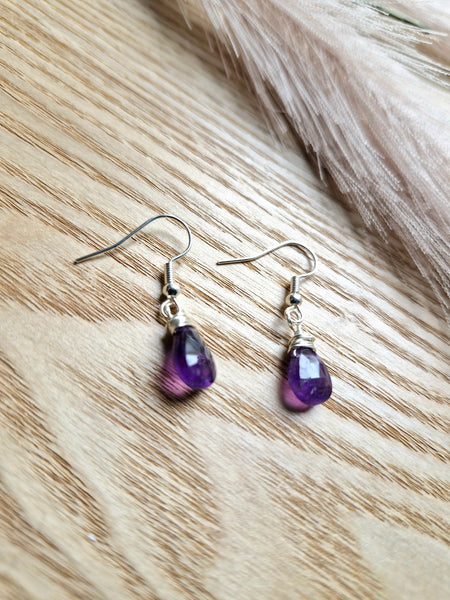 Amethyst Faceted Teardrop Earrings