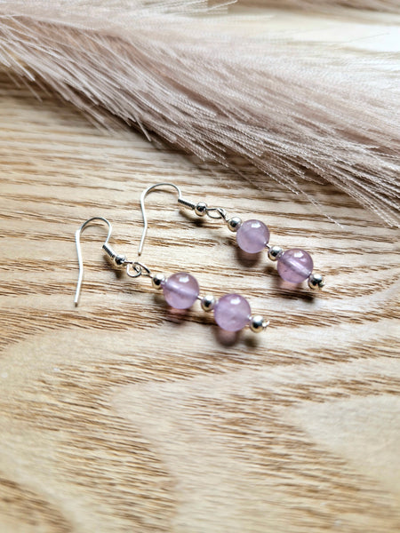Amethyst Double Bead Earrings