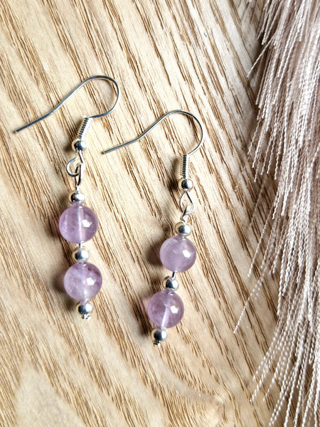 Amethyst Double Bead Earrings