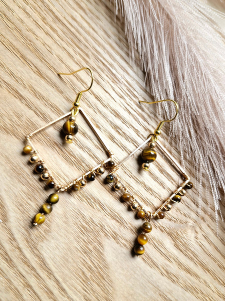 Tiger Eye Square Dangle Earrings