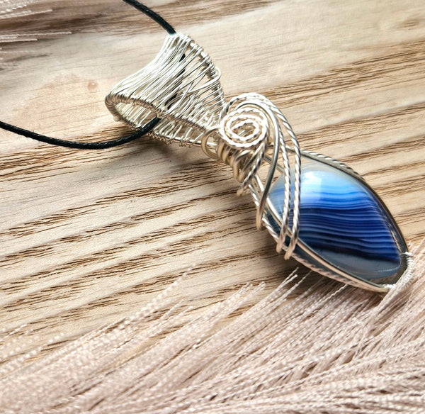 Blue Striped Agate Pendant