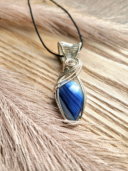 Blue Striped Agate Pendant