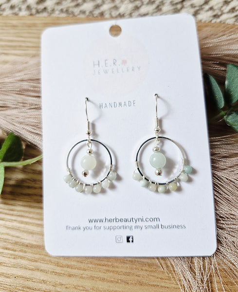 Amazonite hoop earrings