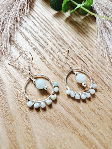 Amazonite hoop earrings
