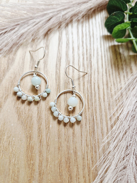 Amazonite hoop earrings
