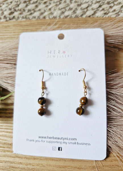 Tiger eye beaded earrings