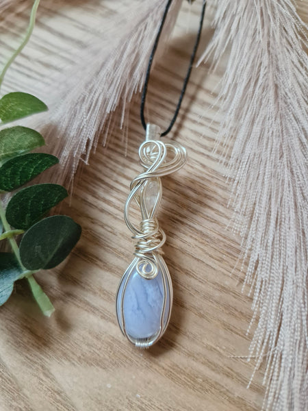 Blue Lace Agate and Moonstone Pendant