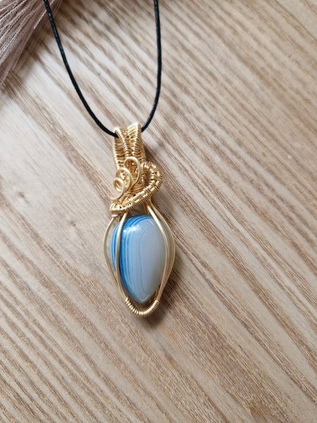 Blue Striped Agate Pendant