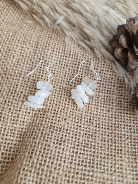 Moonstone chip earrings