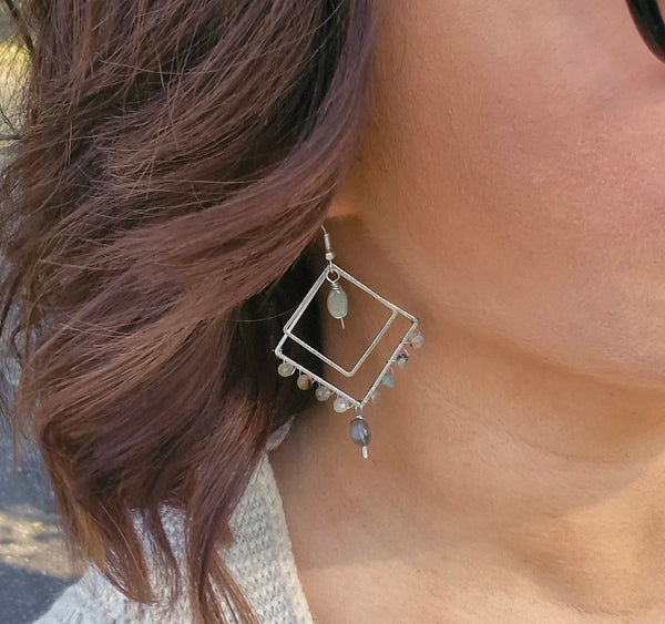 Labradorite stone beaded earrings