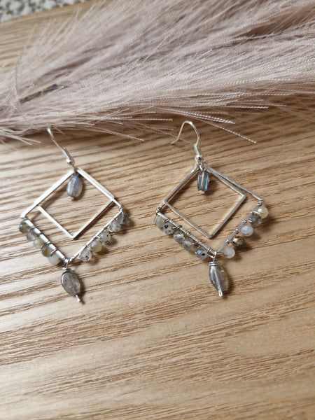 Labradorite stone beaded earrings