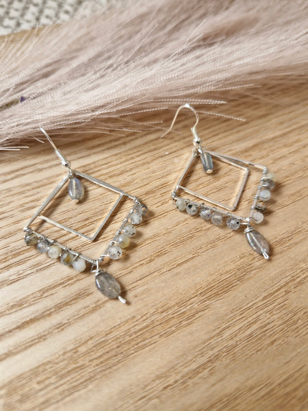 Labradorite stone beaded earrings
