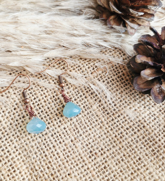 Blue Chalcedony drop earrings