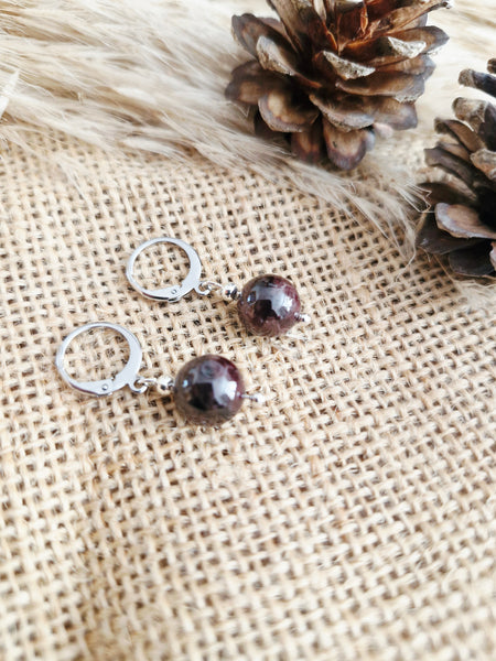 Garnet drop earrings